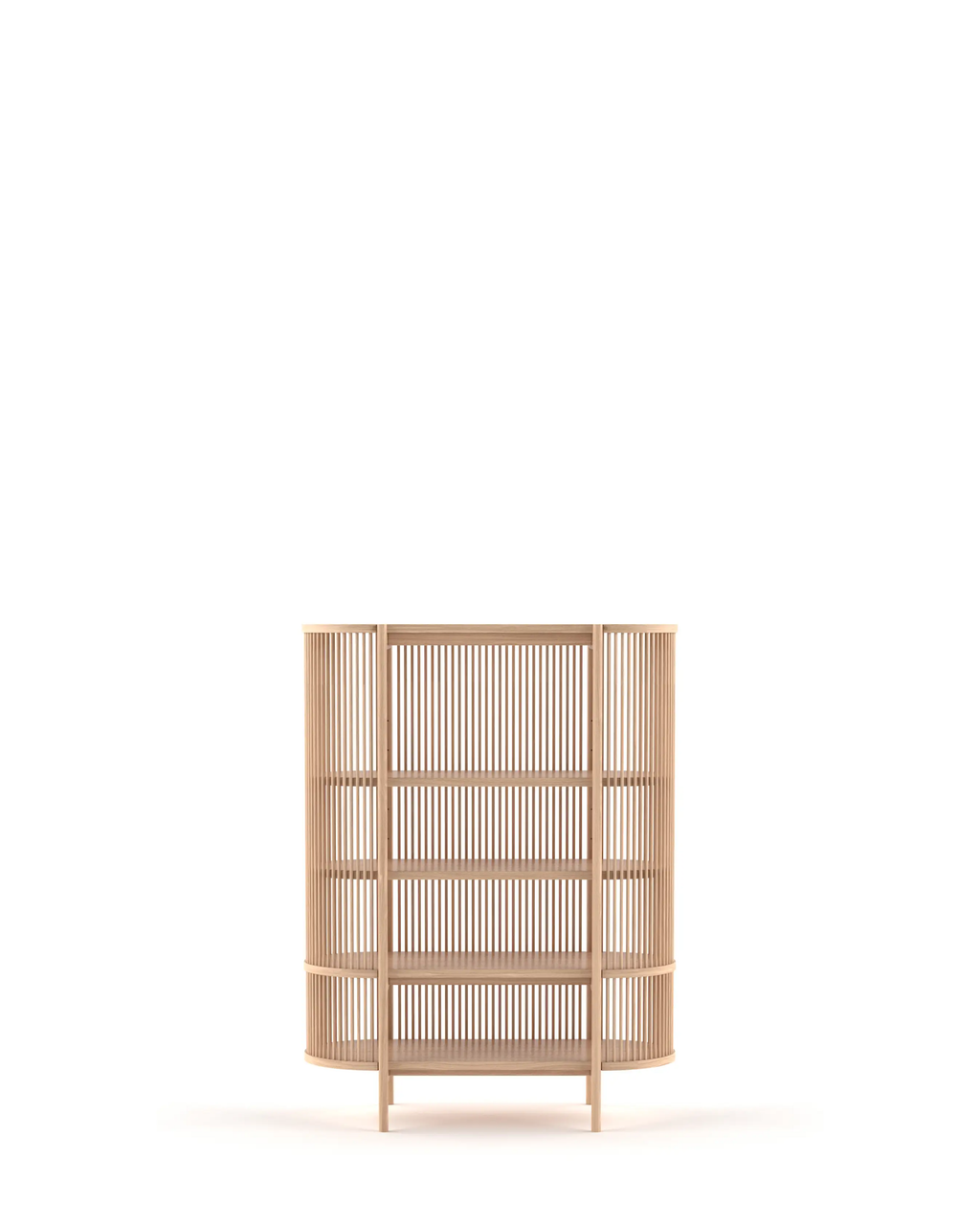 Nikari Bastone Cabinet ตู้ oak ที่ใช้ wooden dowel rods เป็นส่วนหนึ่งของโครงสร้าง มีทั้งรุ่นสูงและเตี้ย ออกแบบโดย Antrei Hartikainen