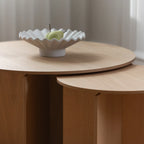 MAKE nordic CROSS Round Coffee Table โต๊ะกลางทรงกลมไม้โอ๊คดีไซน์มินิมอลโครงสร้างไขว้ ออกแบบโดย Esben Pilgaard Jørgensen