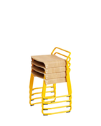 Very Good & Proper Canteen Utility Low Stool สตูลโครงเหล็กท่อดัดชิ้นเดียว ที่นั่งไม้อัด ออกแบบโดย Ed Carpenter และ André Klauser