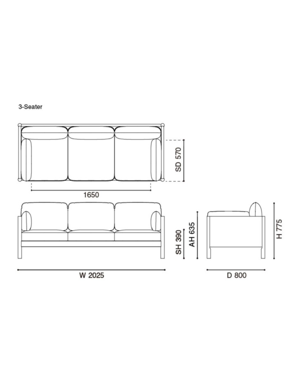 Karimoku New Standard Castor Lobby Sofa Plus 3-Seater โซฟาไม้โอ๊คญี่ปุ่นดีไซน์มินิมอลโดย BIG-GAME