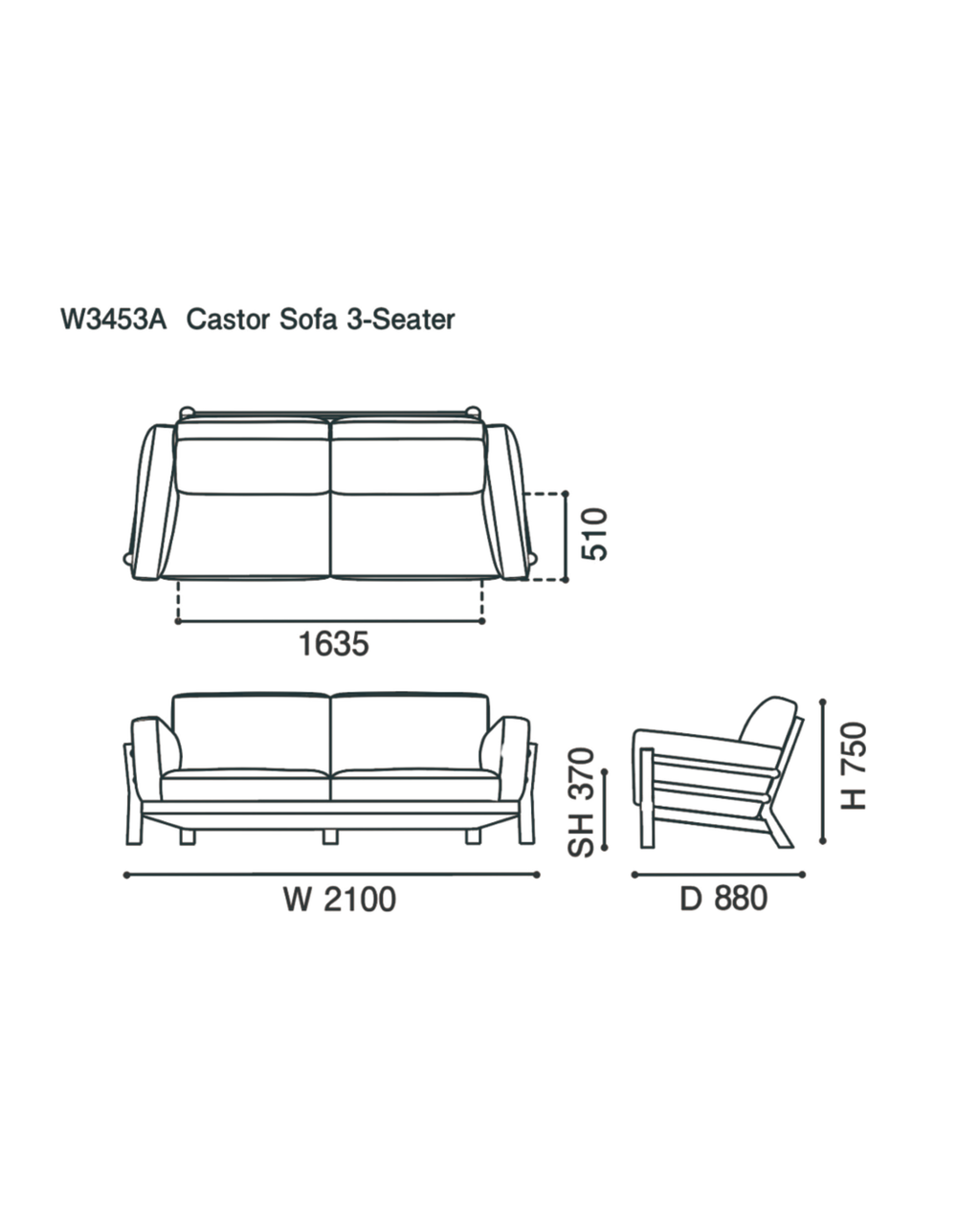 Karimoku New Standard Castor Sofa 3-Seater โซฟา 3 ที่นั่งโครงไม้โอ๊คญี่ปุ่น ดีไซน์มินิมอลโดย BIG-GAME