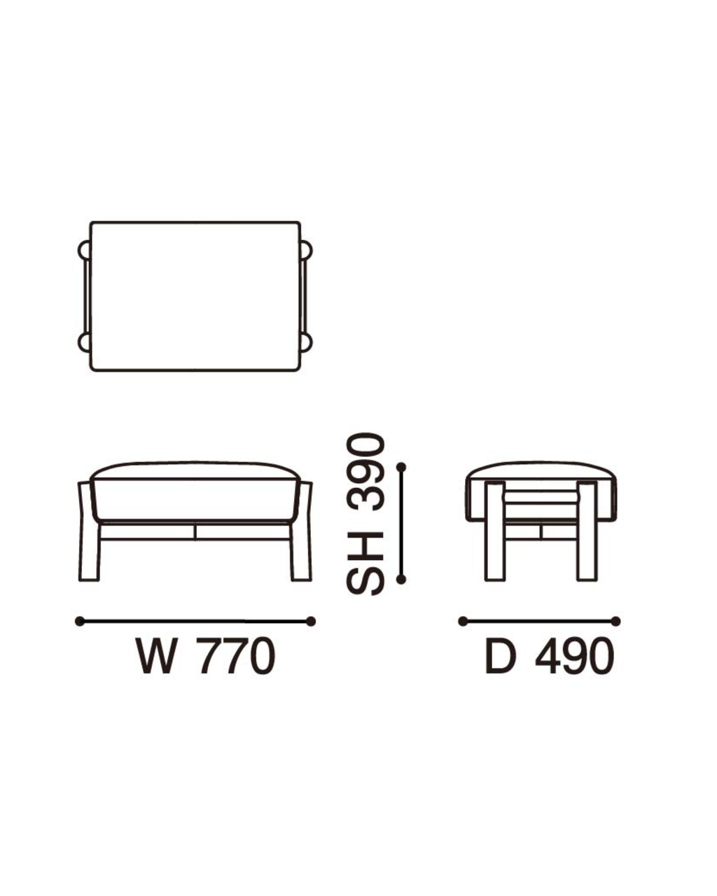 Karimoku New Standard Castor Sofa Ottoman ออตโตมันโครงไม้โอ๊คญี่ปุ่น ดีไซน์มินิมอลโดย BIG-GAME