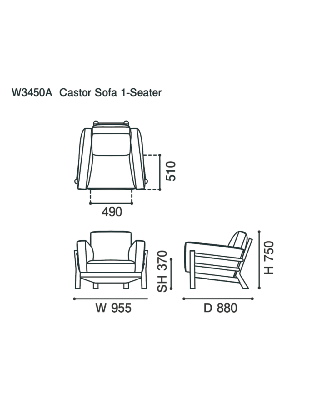 Karimoku New Standard Castor Sofa 1-Seater โซฟาเดี่ยวโครงไม้โอ๊คญี่ปุ่น ดีไซน์มินิมอลโดย BIG-GAME