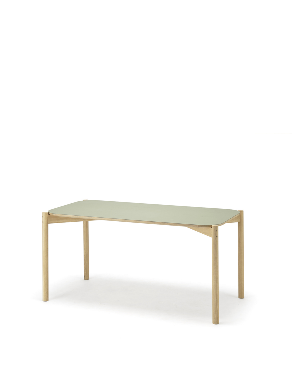 Karimoku New Standard Castor Table Linoleum 150 โต๊ะไม้โอ๊คหน้า linoleum สี olive ดีไซน์มินิมอล