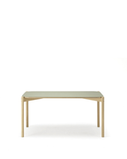 Karimoku New Standard Castor Table Linoleum 150 โต๊ะไม้โอ๊คหน้า linoleum สี olive ดีไซน์มินิมอล