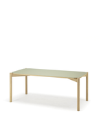 Karimoku New Standard Castor Table Linoleum 180 โต๊ะไม้โอ๊คญี่ปุ่นหน้า linoleum สี olive ดีไซน์มินิมอล