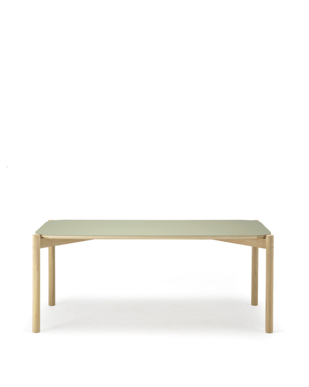 Karimoku New Standard Castor Table Linoleum 180 โต๊ะไม้โอ๊คญี่ปุ่นหน้า linoleum สี olive ดีไซน์มินิมอล