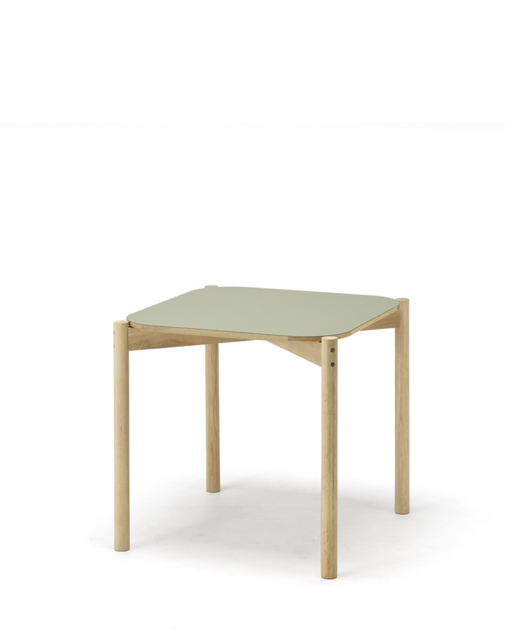 Karimoku New Standard Castor Table Linoleum 75 โต๊ะไม้โอ๊คญี่ปุ่นหน้าโต๊ะ linoleum สีเขียว olive ดีไซน์มินิมอลโดย BIG-GAME สำหรับโต๊ะทำงานหรือโต๊ะอาหา