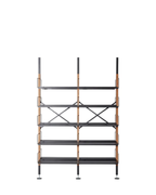 Very Good & Proper Croquet Compression Shelving ชั้นวางของแบบ floor-to-ceiling โครงไม้ oak และเหล็ก modular ออกแบบโดย Michael Marriott