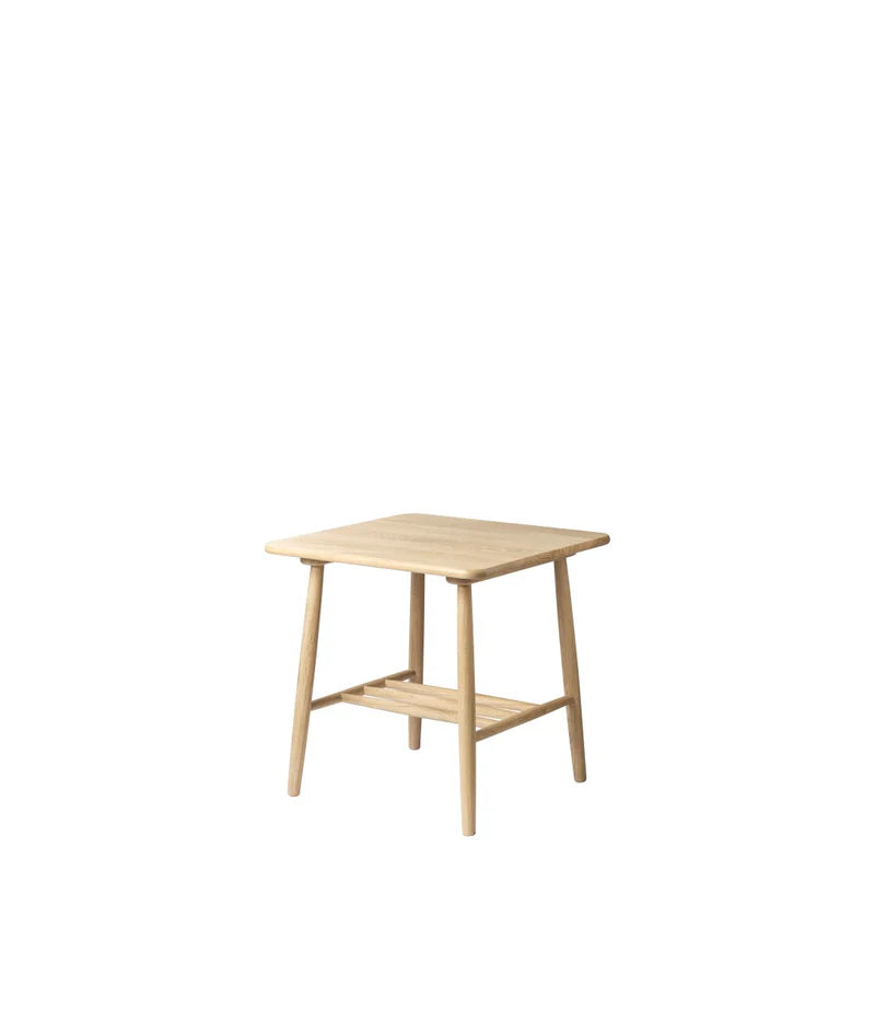 FDB Møbler D20 Corner Table โต๊ะมุมไม้ oak พร้อมชั้นวางด้านล่าง ออกแบบโดย Poul M. Volther