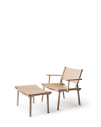 Nikari December Ottoman ottoman โครง ash หรือ oak พร้อม linen canvas หรือ natural-tanned leather ออกแบบโดย Jasper Morrison และ Wataru Kumano