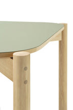 Karimoku New Standard Castor Table Linoleum 180 โต๊ะไม้โอ๊คญี่ปุ่นหน้า linoleum สี olive ดีไซน์มินิมอล