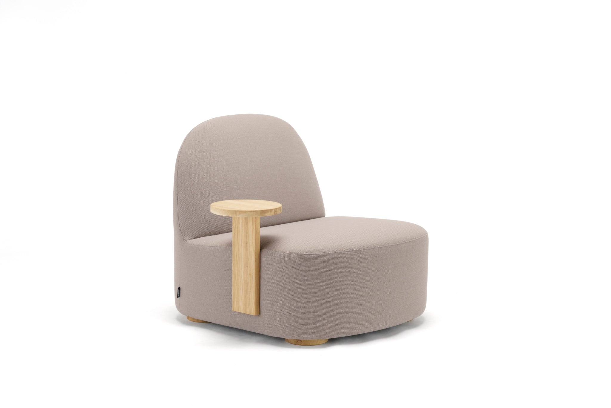 Karimoku New Standard Polar Lounge Chair L with Side Table Right เก้าอี้เลานจ์เบาะบุผ้าพร้อมโต๊ะข้างไม้โอ๊ค ออกแบบโดย Moritz Schlatter