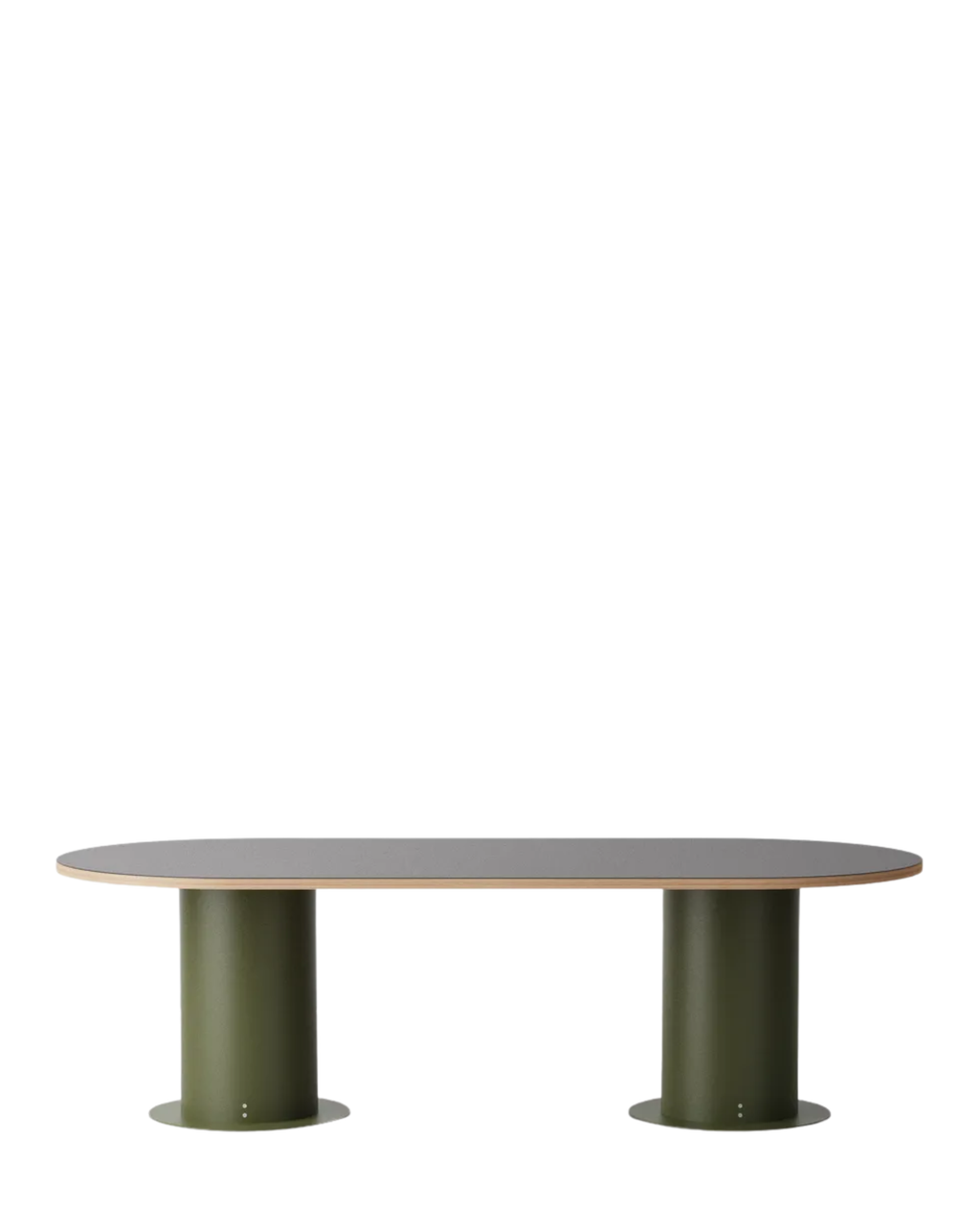Very Good & Proper Dowel Barrel Table โต๊ะทรงกลมฐานเหล็กทรงกระบอก หน้า linoleum หรือไม้ veneer ออกแบบโดย Team VG&P
