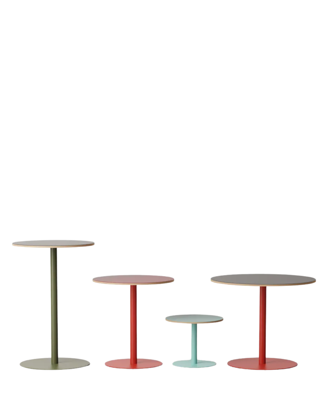 Very Good & Proper Dowel Pedestal Tables โต๊ะฐานกลางโครงเหล็ก หน้า linoleum หรือไม้ veneer ออกแบบโดย Team VG&P