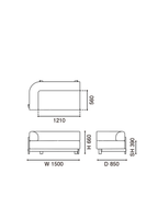 Karimoku New Standard Elephant Sofa 2-Seater Right Arm Corner โมดูลโซฟาเบาะบุผ้าฐานไม้เกาลัด ออกแบบโดย Christian Haas