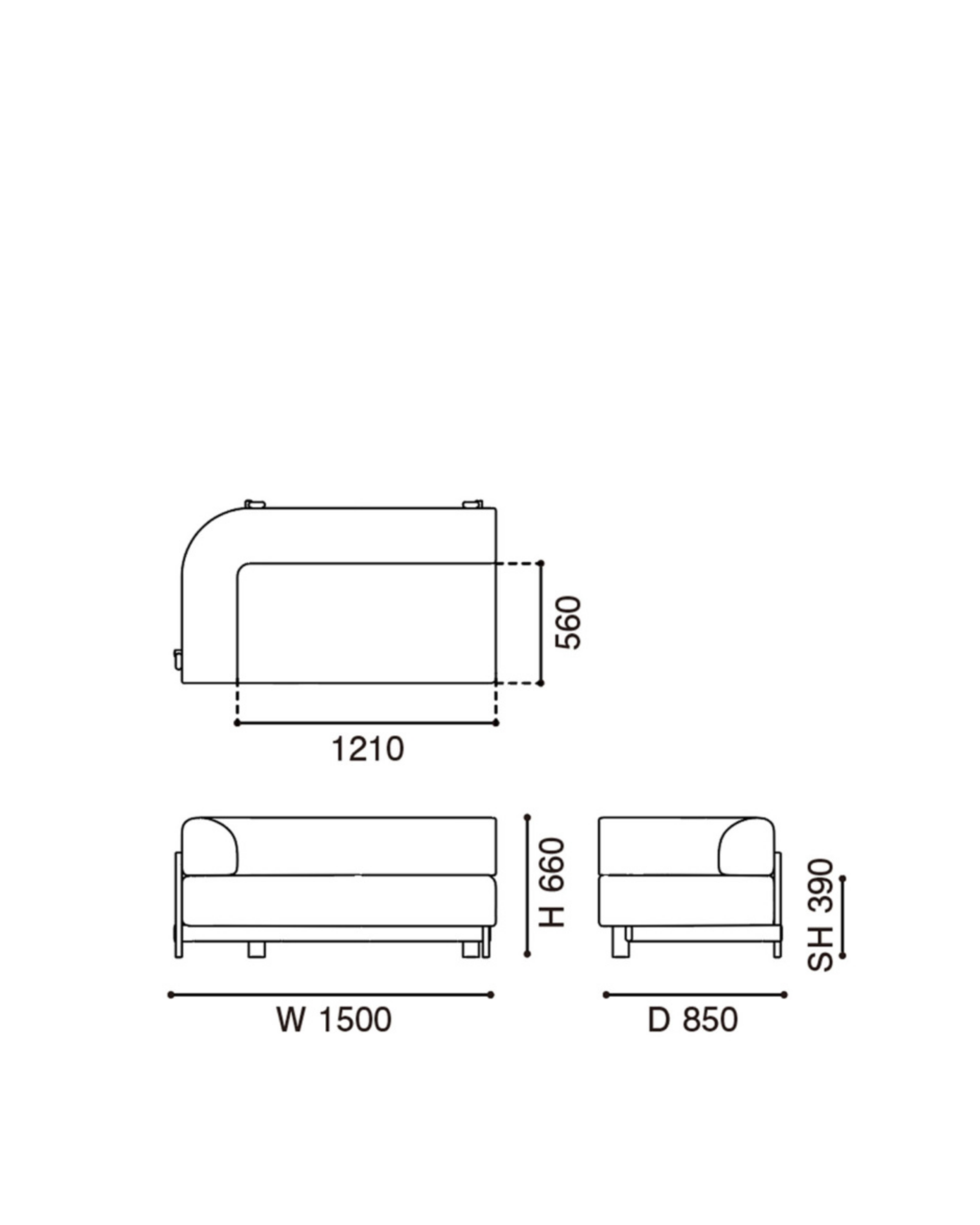 Karimoku New Standard Elephant Sofa 2-Seater Right Arm Corner โมดูลโซฟาเบาะบุผ้าฐานไม้เกาลัด ออกแบบโดย Christian Haas