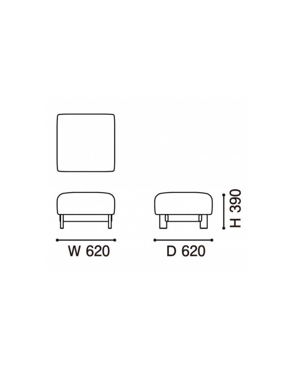 Karimoku New Standard Elephant Sofa Ottoman สตูลเบาะสำหรับโซฟา ฐานไม้เกาลัด ออกแบบโดย Christian Haas
