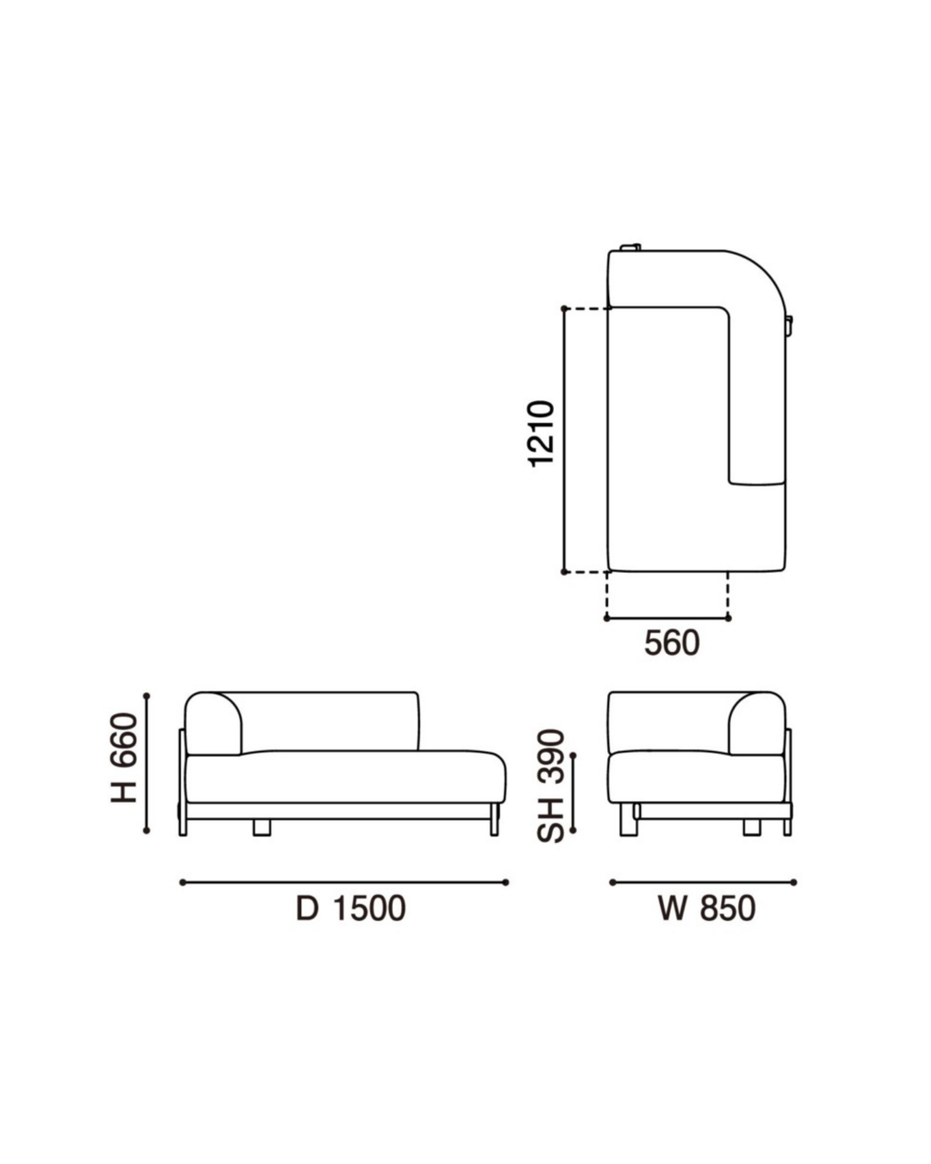 Karimoku New Standard Elephant Sofa Chaise Longue R โซฟาเชสลองเบาะบุผ้าฐานไม้เกาลัด ออกแบบโดย Christian Haas