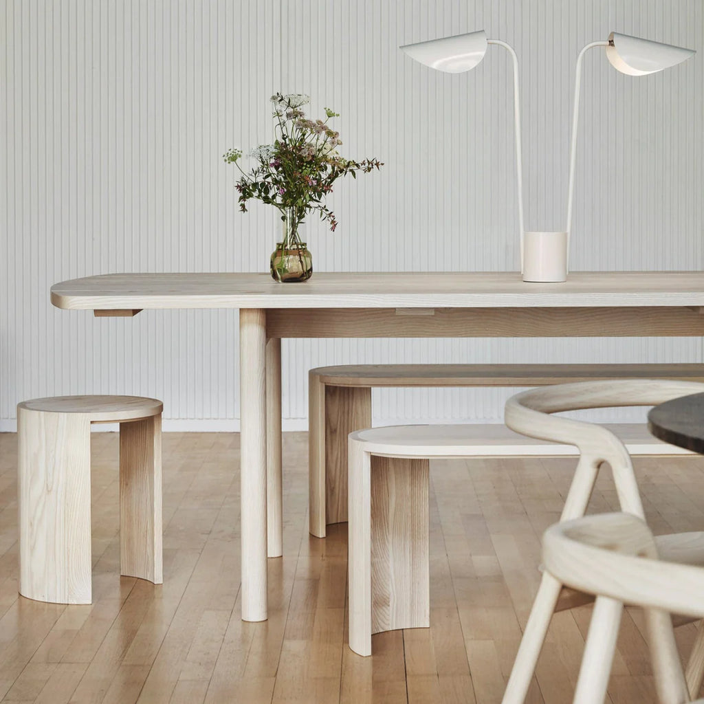 Made by Choice AIRISTO Side Table / Stool เฟอร์นิเจอร์ multifunctional ไม้ ash พร้อม asymmetric foot structure ออกแบบโดย Joanna Laajisto