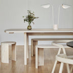 Made by Choice AIRISTO Side Table / Bench เฟอร์นิเจอร์ multifunctional ไม้ ash พร้อม asymmetric foot structure ออกแบบโดย Joanna Laajisto