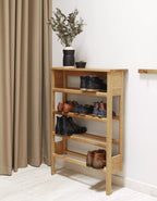 A Line Shoe Rack ชั้นวางรองเท้าไม้โอ๊คพร้อมโต๊ะคอนโซลดีไซน์มินิมอล ออกแบบโดย Jonas Herman