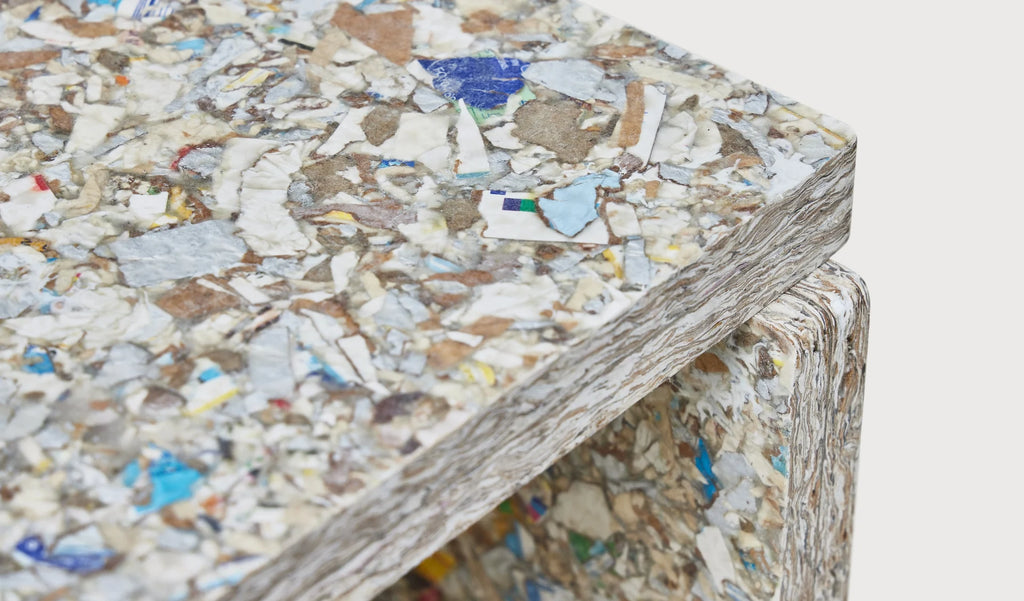 Remake Stool สตูลดีไซน์ร่วมสมัยผลิตจากวัสดุรีไซเคิล Packwall จากกล่องเครื่องดื่ม ออกแบบโดย Jonas Herman