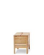 ม้านั่งเก็บของไม้โอ๊ค Form & Refine รุ่น A Line Storage Bench 68 พร้อมฝาเปิดหูจับหนัง ขาเฉือนองศาให้ลุคโปร่ง มีทั้ง Oak และ White Oak