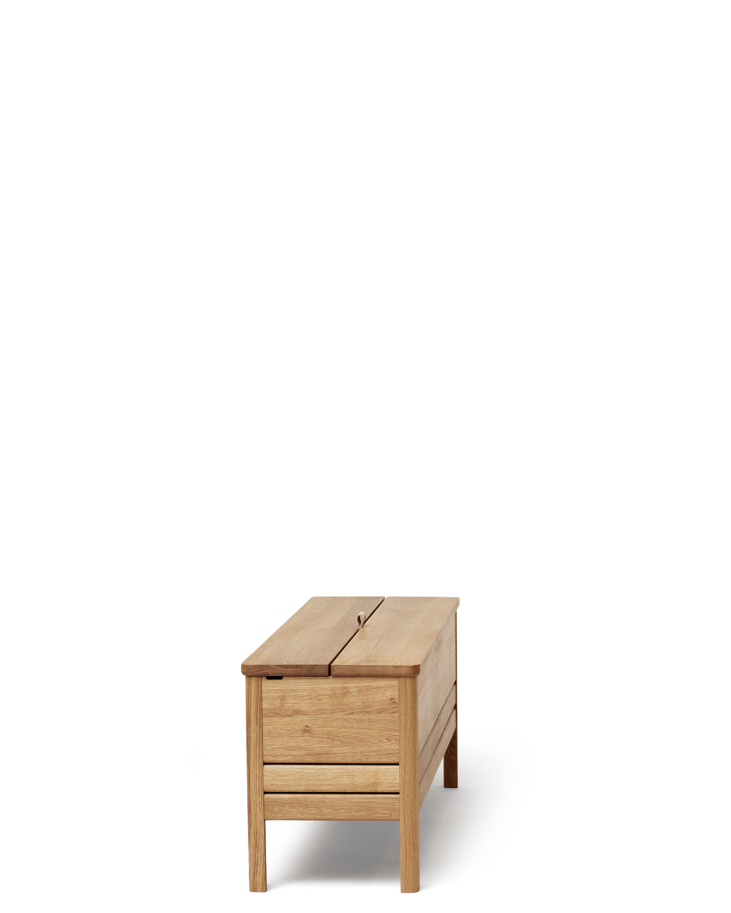 ม้านั่งไม้เก็บของ Form & Refine A Line Storage Bench 111 ช่องแยกสองส่วน หูจับหนัง ขาเฉือนองศา มีให้เลือก Oak, White Oak และ Black