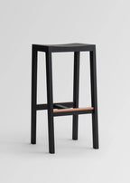 Vaarnii 016 Maasto Bar Stool Black สตูลไม้ pine สีดำ พร้อมที่วางเท้า copper