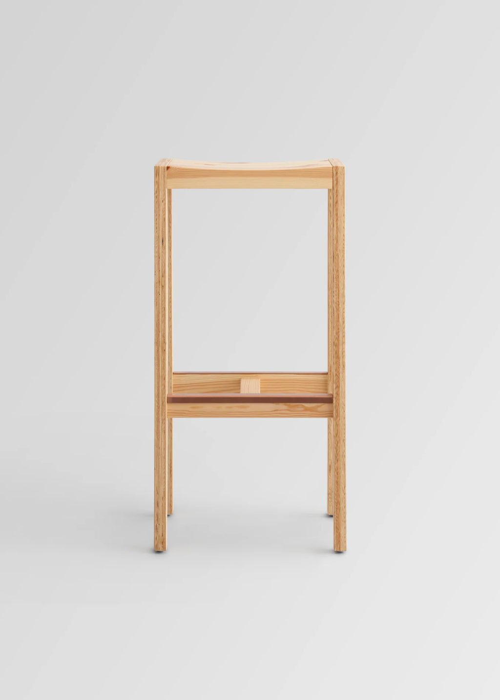 Vaarnii 016 Maasto Bar Stool สตูลไม้ pine โครงสร้างเรียบง่าย พร้อมที่วางเท้า copper