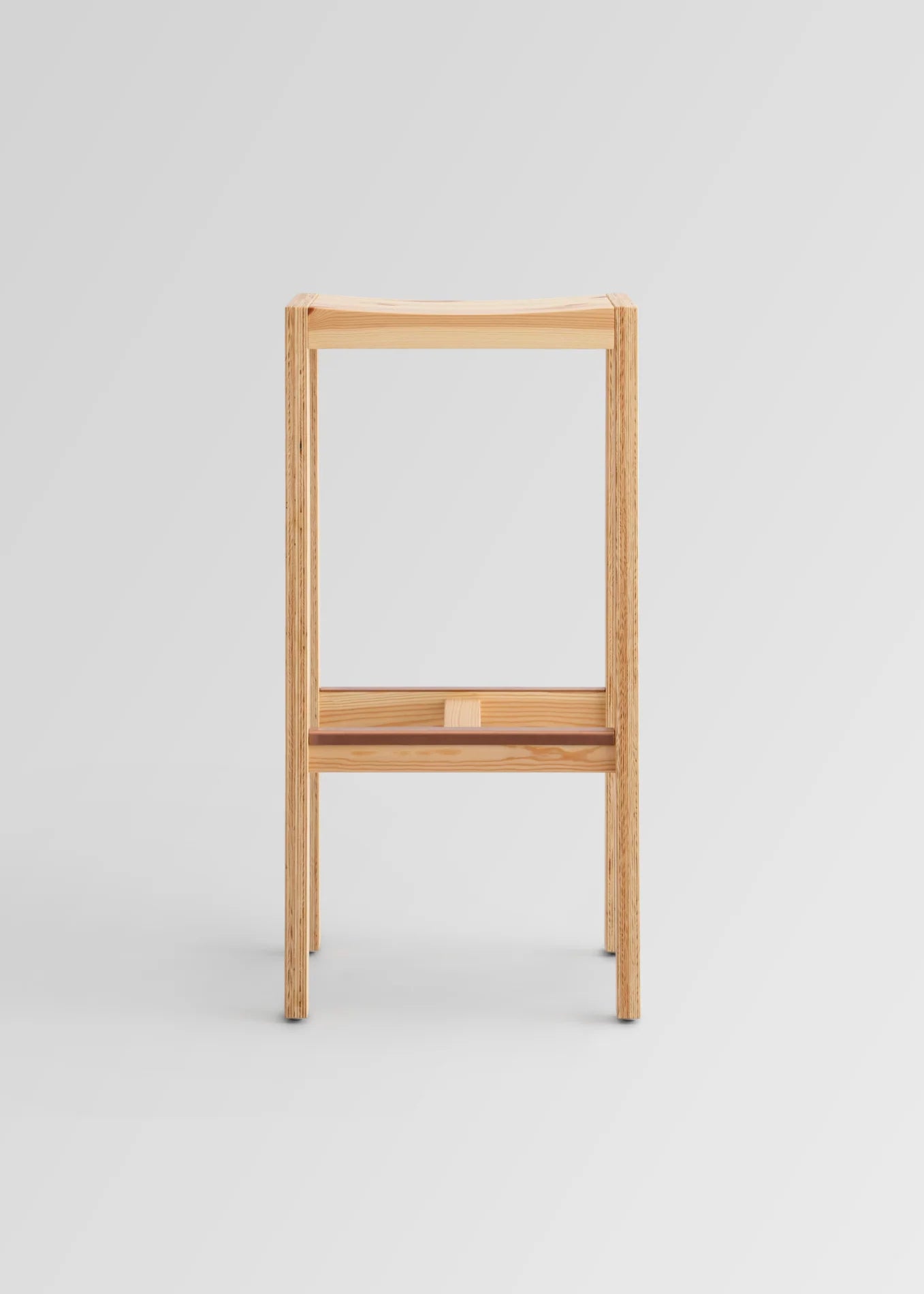 Vaarnii 016 Maasto Bar Stool สตูลไม้ pine โครงสร้างเรียบง่าย พร้อมที่วางเท้า copper