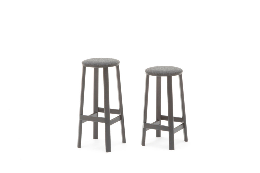Karimoku New Standard Archive Barstool Pad Low สตูลบาร์เบาะบุผ้าฐานไม้โอ๊ค ออกแบบโดย Christian Haas