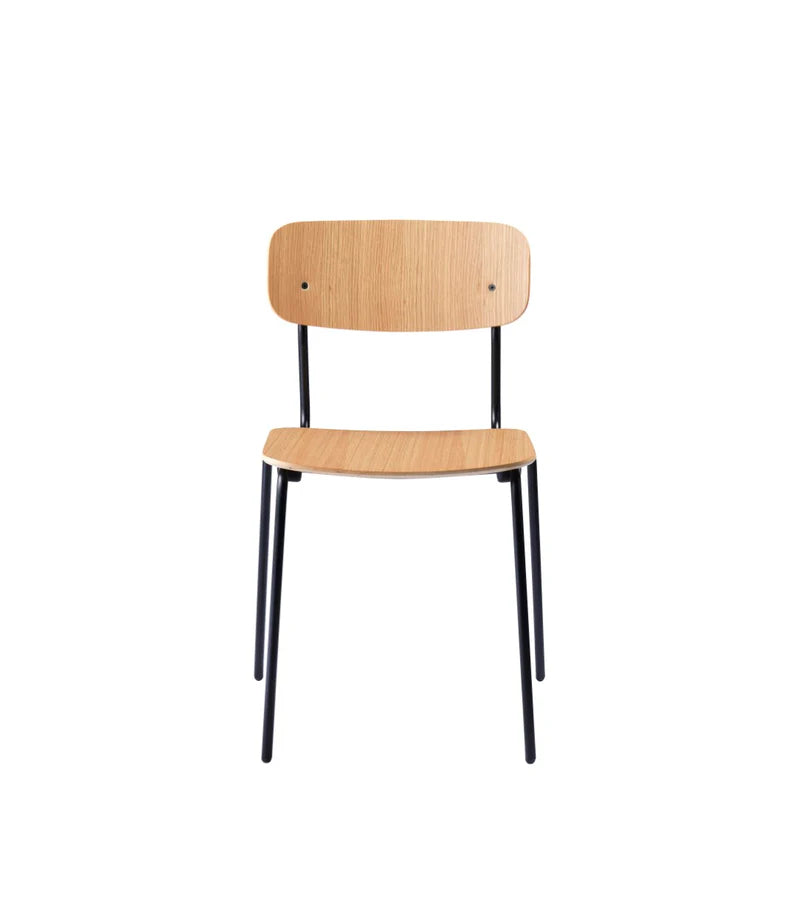 FDB Møbler J182 Holmen Chair เก้าอี้โครงเหล็กที่นั่ง oak veneer ออกแบบโดย Jakob Thau