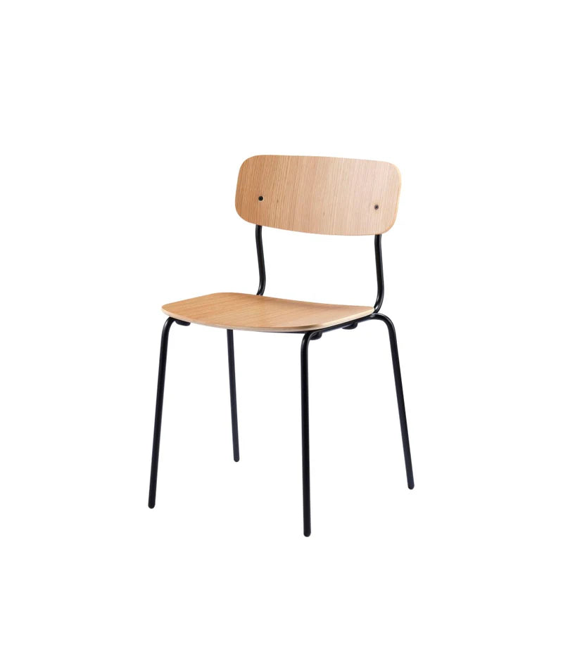 FDB Møbler J182 Holmen Chair เก้าอี้โครงเหล็กที่นั่ง oak veneer ออกแบบโดย Jakob Thau