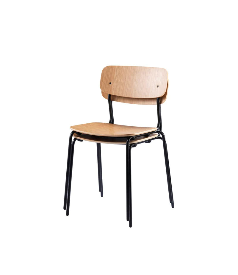 FDB Møbler J182 Holmen Chair เก้าอี้โครงเหล็กที่นั่ง oak veneer ออกแบบโดย Jakob Thau