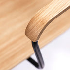 FDB Møbler J183 Holmen Chair with Armrests เก้าอี้โครงเหล็กมีที่วางแขน ที่นั่ง oak veneer ออกแบบโดย Jakob Thau