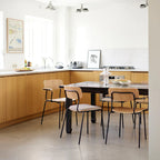 FDB Møbler J183 Holmen Chair with Armrests เก้าอี้โครงเหล็กมีที่วางแขน ที่นั่ง oak veneer ออกแบบโดย Jakob Thau