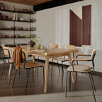 FDB Møbler J183 Holmen Chair with Armrests เก้าอี้โครงเหล็กมีที่วางแขน ที่นั่ง oak veneer ออกแบบโดย Jakob Thau