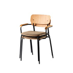 FDB Møbler J183 Holmen Chair with Armrests เก้าอี้โครงเหล็กมีที่วางแขน ที่นั่ง oak veneer ออกแบบโดย Jakob Thau