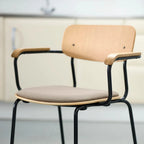 FDB Møbler J183 Holmen Chair with Armrests เก้าอี้โครงเหล็กมีที่วางแขน ที่นั่ง oak veneer ออกแบบโดย Jakob Thau