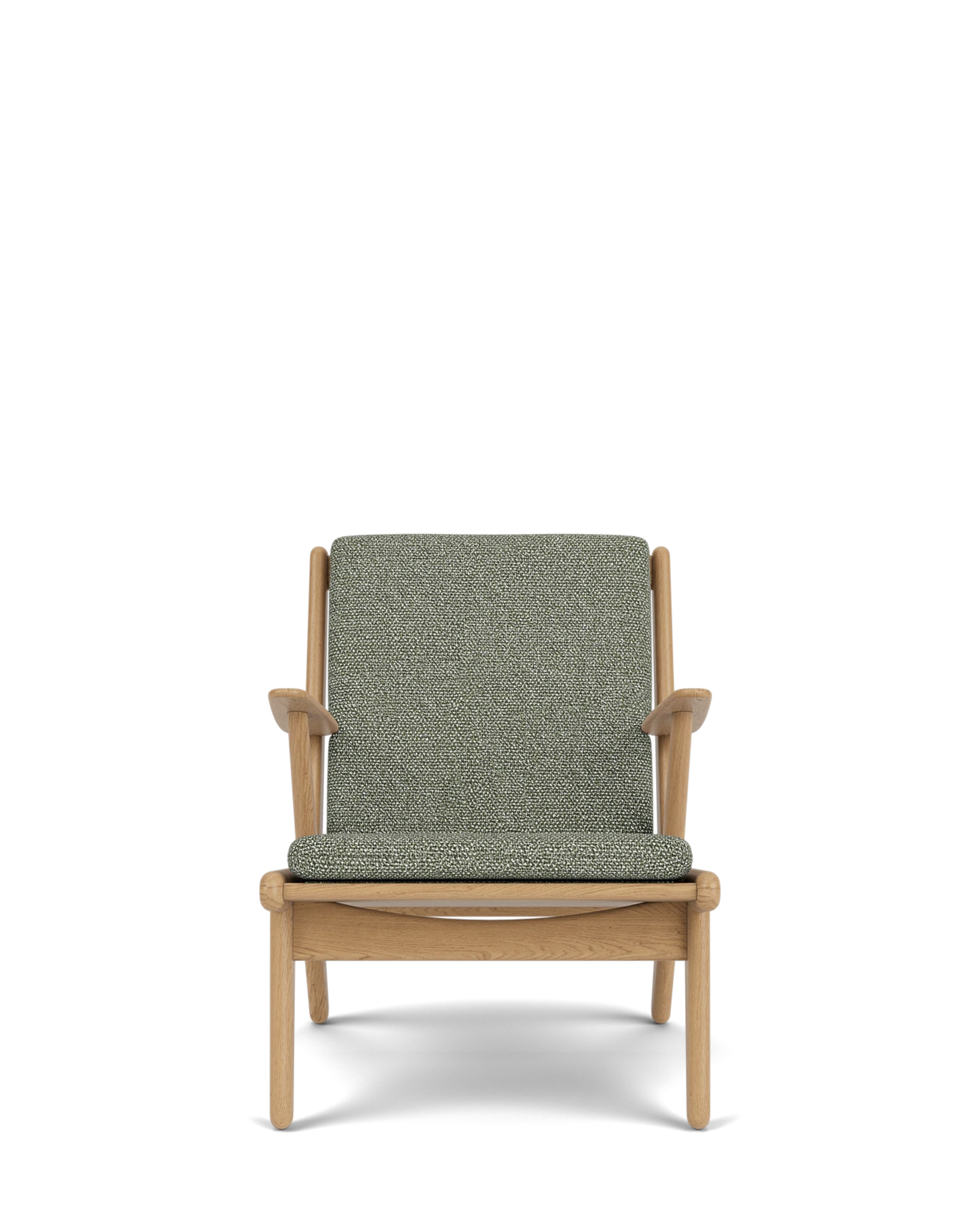 FDB Møbler J53 Armchair โดย Poul M. Volther โครงไม้โอ๊กเคลือบน้ำมัน บุผ้าเลือกได้หลายแบบ เช่น Monza, Cosmo, Grain, Main Line Flax ดีไซน์ปี 1953