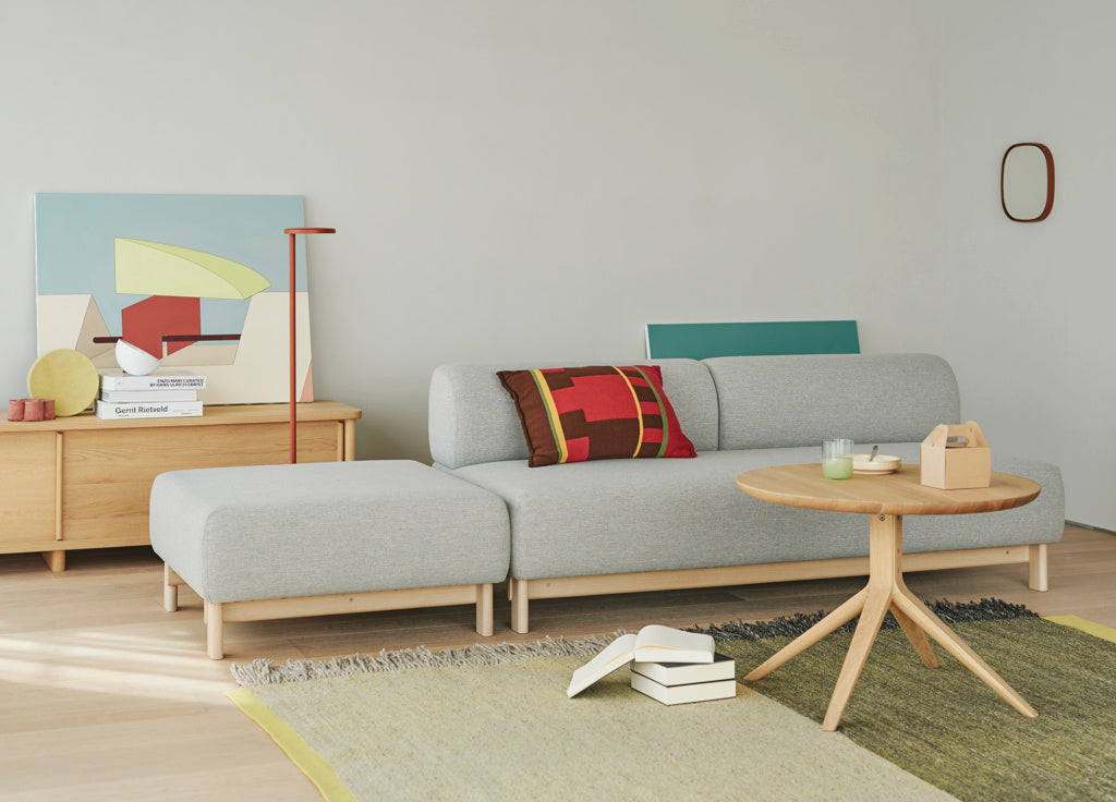 Karimoku New Standard Elephant Sofa 3-Seater Bench โซฟาม้านั่งเบาะบุผ้าฐานไม้เกาลัด ออกแบบโดย Christian Haas