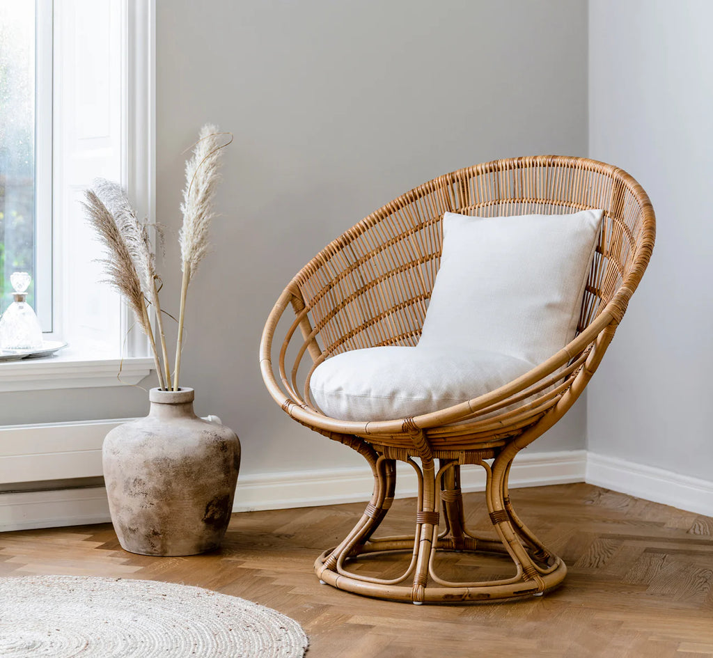 Sika Design Luna Lounge Chair เก้าอี้พักผ่อนหวาย พร้อมเบาะผ้า