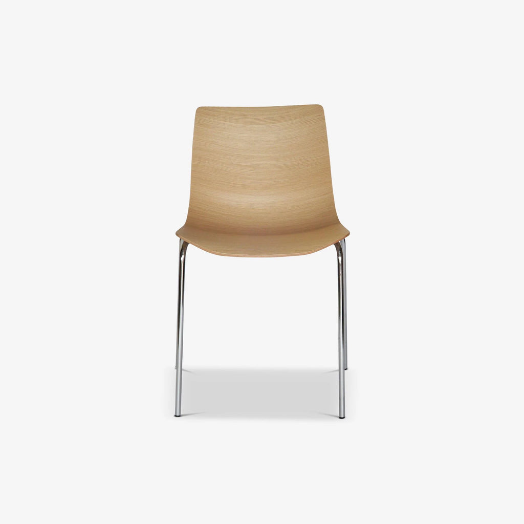 Case Furniture Loku Chair Tubular Base เก้าอี้ที่นั่งไม้โค้ง moulded plywood พร้อมฐานเหล็ก tubular ออกแบบโดย Shin Azumi