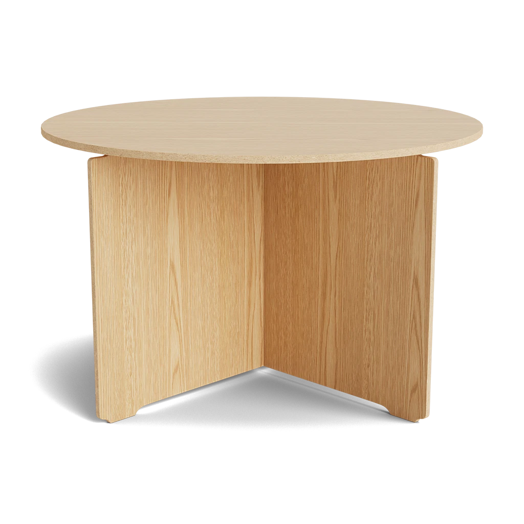 MAKE nordic CROSS Round Coffee Table โต๊ะกลางทรงกลมไม้โอ๊คดีไซน์มินิมอลโครงสร้างไขว้ ออกแบบโดย Esben Pilgaard Jørgensen
