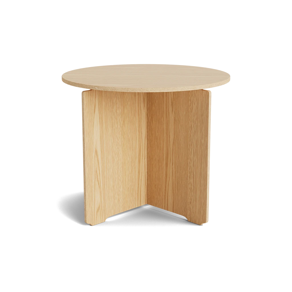 MAKE nordic CROSS Round Coffee Table โต๊ะกลางทรงกลมไม้โอ๊คดีไซน์มินิมอลโครงสร้างไขว้ ออกแบบโดย Esben Pilgaard Jørgensen