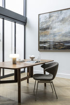 Case Furniture Ella Dining Chair เก้าอี้รับประทานอาหารดีไซน์โค้งล้อมตัว บุผ้า Fine Bouclé สี Pepper หรือ Sable พร้อมฐานให้เลือกทั้งเหล็กดำ สเตนเลส ไม้โอ๊ค และไม้วอลนัต