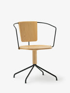 Mattiazzi MC9 UNCINO Version B เก้าอี้ไม้ oak พร้อมฐาน swivel metal ออกแบบโดย Ronan & Erwan Bouroullec