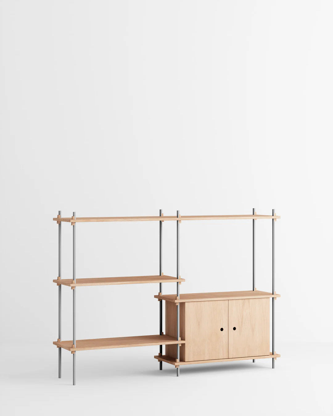 ชั้นวางของ ชั้นเก็บของ ชั้นวางตกแต่งบ้าน ชั้นจัดแสดงของสะสม ชั้นจัดระเบียบ และชั้นโชว์ของจาก MOEBE ดีไซน์เรียบง่ายแบบสแกนดิเนเวีย ปรับเปลี่ยนได้ตามพื้นที่และการใช้งาน ผลิตจากไม้โอ๊กแท้และเหล็กเคลือบสีพาวเดอร์ สะท้อนแนวคิดของ Old Pine Trees เรื่องความงามที่ใช้งานได้จริงและอยู่กับเราได้นาน
